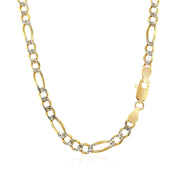 Bids.com 4.0mm 14K Yellow Gold Solid Pave Figaro Chain Necklaces