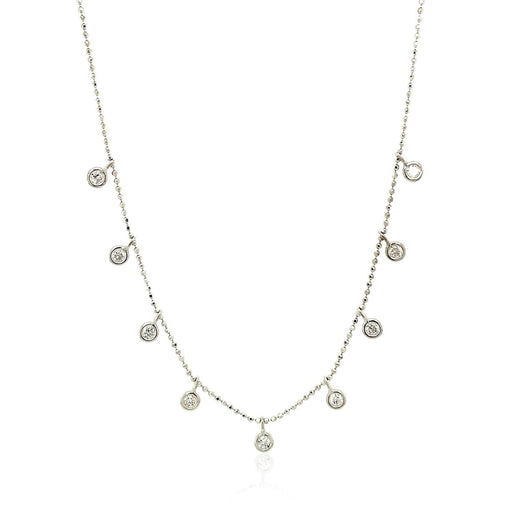 Bids.com 14k White Gold Necklace with Round Diamond Charms Necklaces