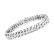 Bids.com 14K White Gold 5.0 Cttw Princess Cut Diamond 7" Invisible Set Wavy S-Link Tennis Bracelet (G-H Color, SI1-SI2 Clarity) Bracelets