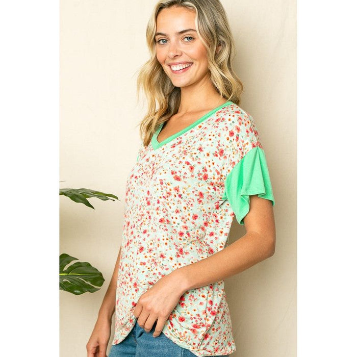 Dizzy Floral Solid Mix Boxy Top