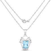 Bids.com 5.76 Carat Genuine Swiss Blue Topaz & White Topaz .925 Sterling Silver Pendant Pendants