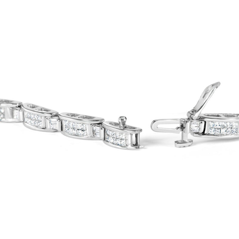 Bids.com 14K White Gold 2.0 Cttw Baguette and Princess-Cut Diamond Tennis Bracelet (H-I Color, SI1-SI2 Clarity) - 7" Bracelets