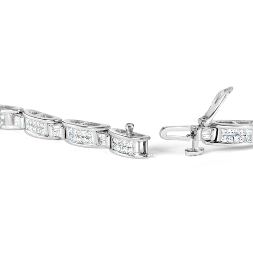 Bids.com 14K White Gold 2.0 Cttw Baguette and Princess-Cut Diamond Tennis Bracelet (H-I Color, SI1-SI2 Clarity) - 7" Bracelets