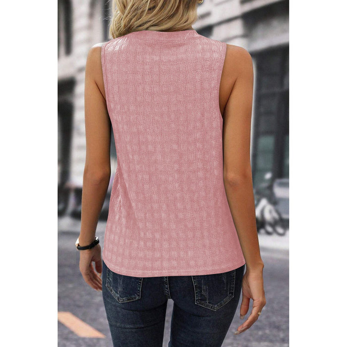 Solid Notched Sleeveless Blouse