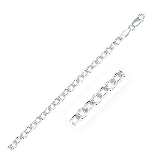Bids.com Rhodium Plated 4.7mm Sterling Silver Curb Style Chain Necklaces