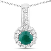 Bids.com 1.81 Carat Dyed Emerald and White Topaz .925 Sterling Silver Jewelry Set Jewelry Sets