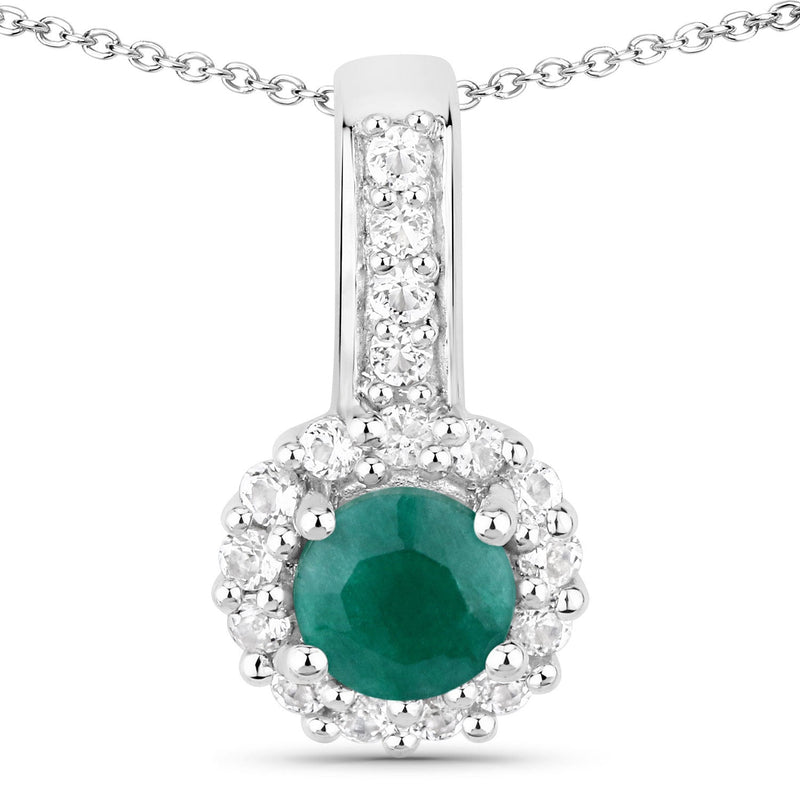 Bids.com 1.81 Carat Dyed Emerald and White Topaz .925 Sterling Silver Jewelry Set Jewelry Sets
