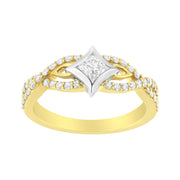 Bids.com 10K Two Tone Color 2/3 Cttw Diamond Kite and Twist Shank Ring (H-I Color,SI2-I1 Clarity) Rings