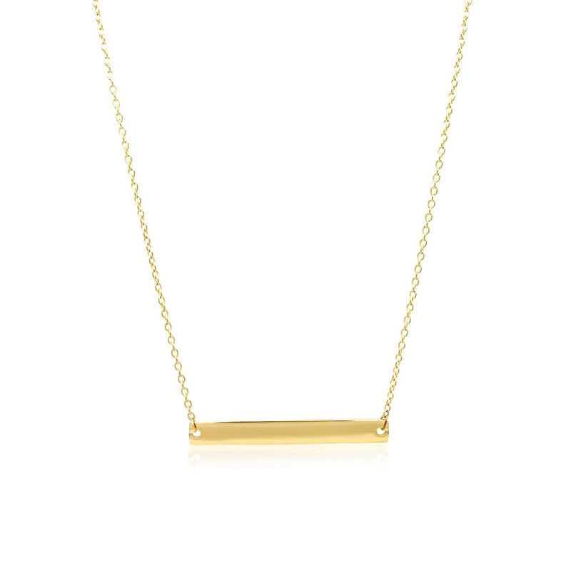 Bids.com 14k Yellow Gold Smooth Flat Horizontal Bar Style Necklace Necklaces