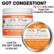 COLEHERBALS LLC 28 - Dr. Cole's Organic Cough Cold Congestion Bath Salts Herbal White Smoke