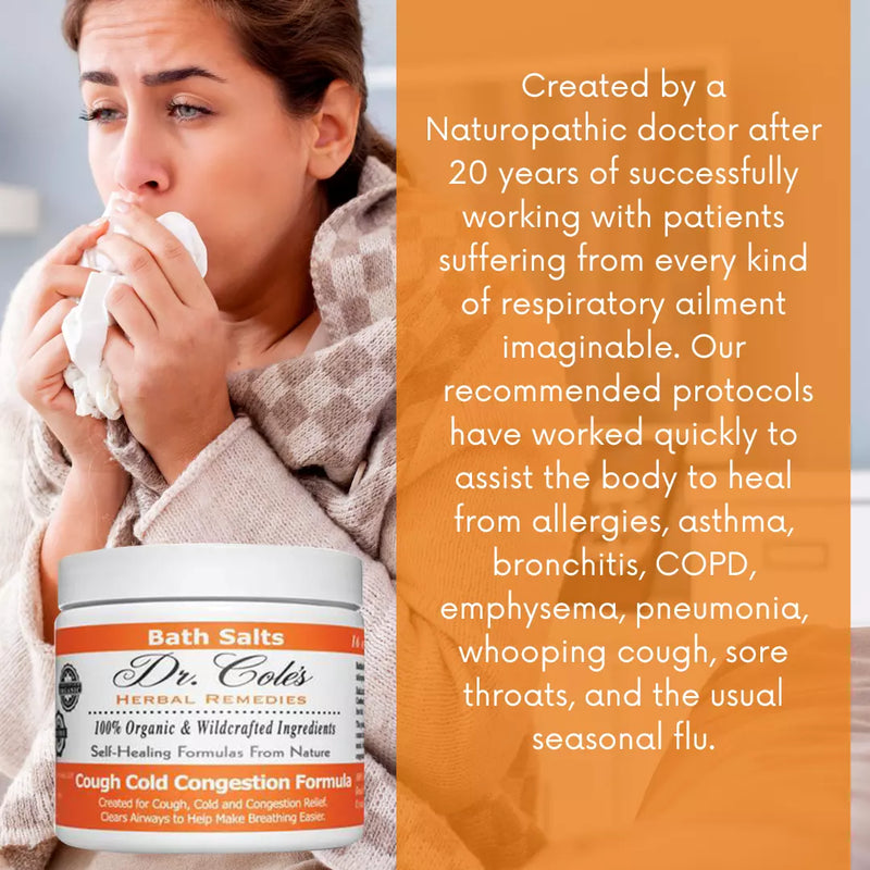 COLEHERBALS 28 - Dr. Cole's Organic Cough Cold Congestion Bath Salts Herbal