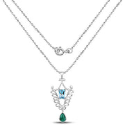 Bids.com 9.23 Carat Genuine Emerald and Swiss Blue Topaz .925 Sterling Silver Pendant Pendants