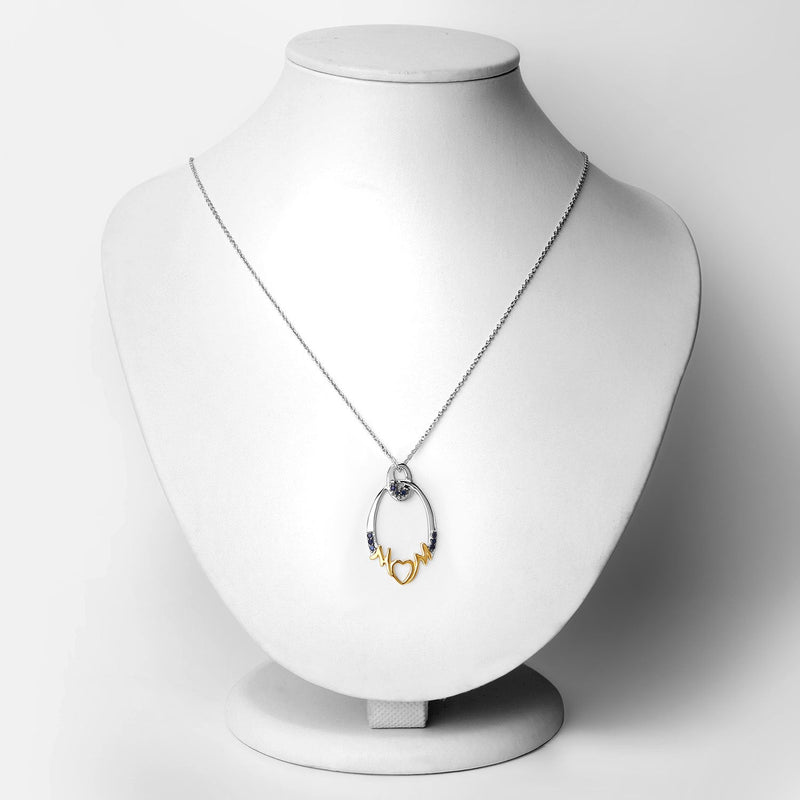 Bids.com 0.18 Carat Genuine Blue Sapphire .925 Sterling Silver Pendant Pendants