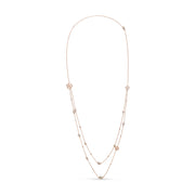 Bids.com 18K Rose Gold 1/2 Cttw Diamond and Freshwater Pearl Double Strand Station Necklace  (G-H Color, SI1-SI2 Clarity) - Adjustable up to 16" to 20" Necklaces