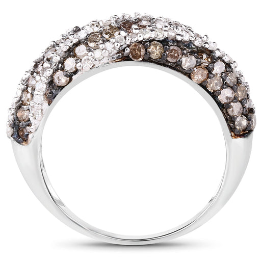 Bids.com 1.25 Carat Genuine Champagne Diamond & White Diamond .925 Sterling Silver Ring Rings