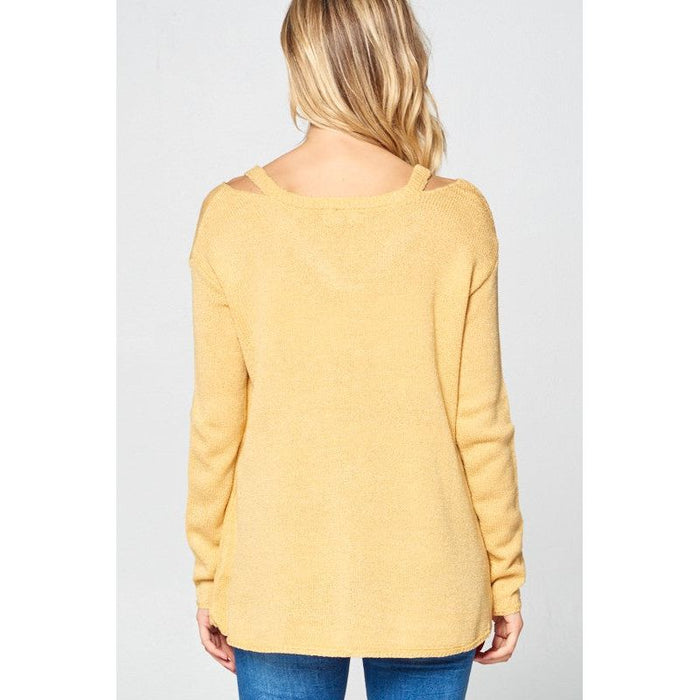 SOLID LIGHT KNIT V NECK SWEATER