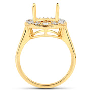 Bids.com 0.42 Carat Genuine White Diamond 14K Yellow Gold Semi Mount Ring - holds 11x9mm Oval Gemstone Rings