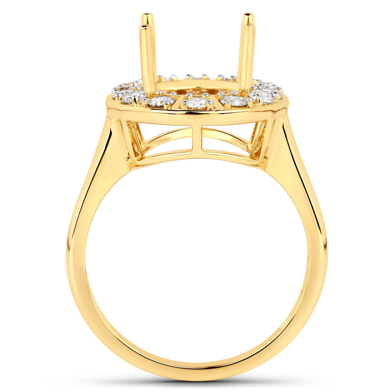 Bids.com 0.42 Carat Genuine White Diamond 14K Yellow Gold Semi Mount Ring - holds 11x9mm Oval Gemstone Rings