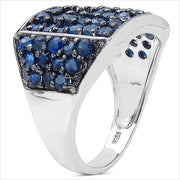 Bids.com 2.86 Carat Genuine Blue Sapphire .925 Sterling Silver Ring Rings