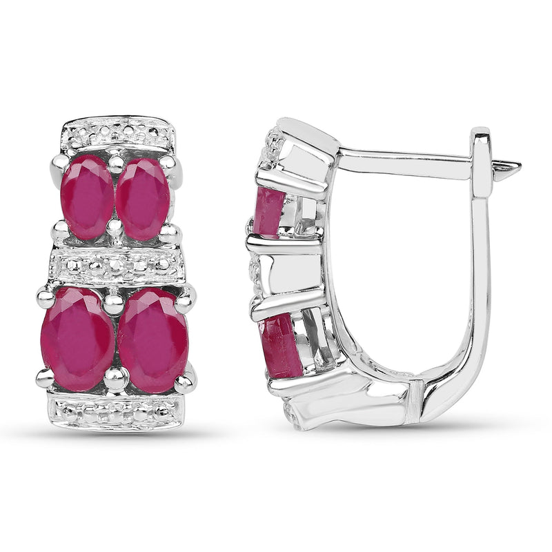 Bids.com 3.20 Carat Glass Filled Ruby .925 Sterling Silver Earrings Earrings
