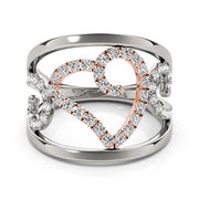 Bids.com Heart Motif Filigree Style Diamond Ring in 14k White And Rose Gold (1/4 cttw) Rings