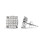 Bids.com 10K White Gold 3/4 Cttw Princess Diamond Composite Cushion Shape Stud Earrings (I-J Color, I1-I2 Clarity) Earrings