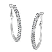 Bids.com 10KT White Gold 1 cttw Diamond Hoop Earrings (I-J Clarity, I2-I3 Color) Earrings