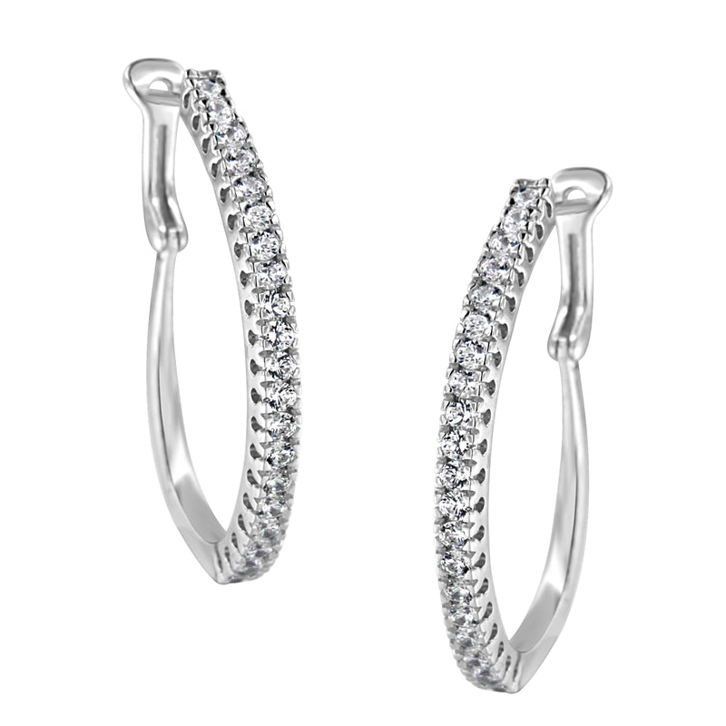 Bids.com 10KT White Gold 1 cttw Diamond Hoop Earrings (I-J Clarity, I2-I3 Color) Earrings