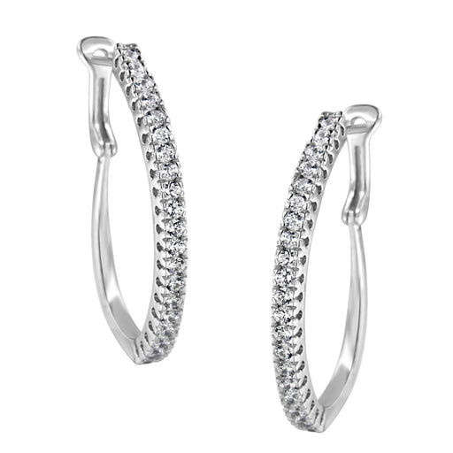 Bids.com 10KT White Gold 1 cttw Diamond Hoop Earrings (I-J Clarity, I2-I3 Color) Earrings