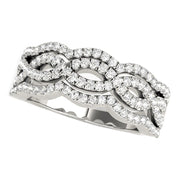 Bids.com Diamond Studded Ring with Four Curves in 14k White Gold (5/8 cttw) Rings
