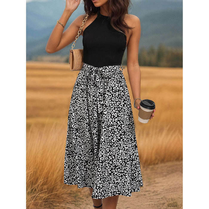 Leopard Halter Neck Midi Dress