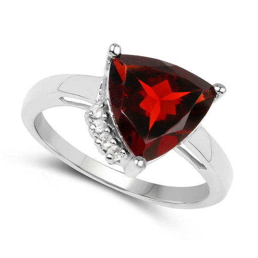 Bids.com 3.56 Carat Genuine Garnet and White Topaz .925 Sterling Silver Ring Rings