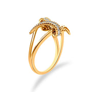 Bids.com 14K Yellow Gold Plated .925 Sterling Silver 1/4 Cttw Diamond Interlocking Bypass Ring (I-J Color, I1-I2 Clarity) - Size 7 Rings