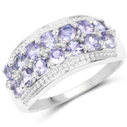 Bids.com 1.44 Carat Genuine Tanzanite & White Topaz .925 Sterling Silver Ring Rings