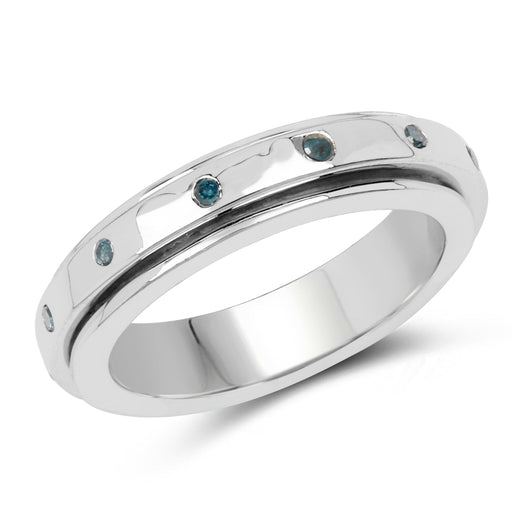 Bids.com 0.14 Carat Genuine Blue Diamond .925 Sterling Silver Ring Rings