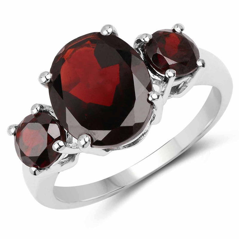 Bids.com 5.01 Carat Genuine Garnet .925 Sterling Silver Ring Rings
