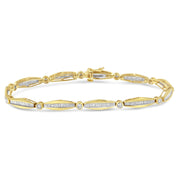 Bids.com 14K White Gold 1-1/2 Cttw Round Brilliant-Cut & Baguette Cut Diamond Bezel and Tapered Link 7" Tennis Bracelet (H-I Color, I1-I2 Clarity) Bracelets