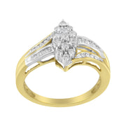 Bids.com 10K Yellow and White Gold 1/2 Cttw Diamond Marquise Shaped Cluster Split Shank Ring (H-I Color, SI2-I1 Clarity) - Size 7 Rings
