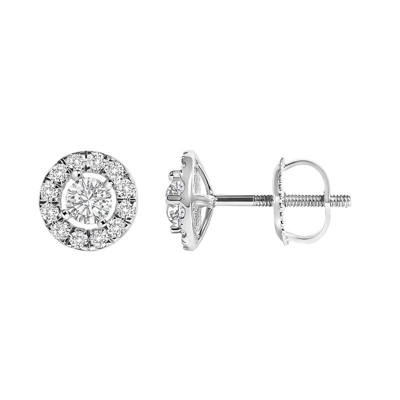 Bids.com 14K White Gold 3/4 Cttw Lab-Grown Diamond Floating Halo Stud Earring (F-G Color, VS1-VS2 Clarity) Earrings