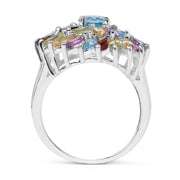 Bids.com 3.70 Carat Genuine Multi Stone .925 Sterling Silver Ring Rings