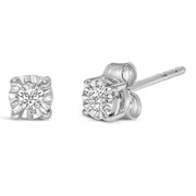 Bids.com .925 Sterling Silver 1/10 Cttw Round Brilliant-Cut Lab Grown Diamond Miracle-Set Stud Earrings (F-G Color, VS1-VS2 Clarity) Earrings