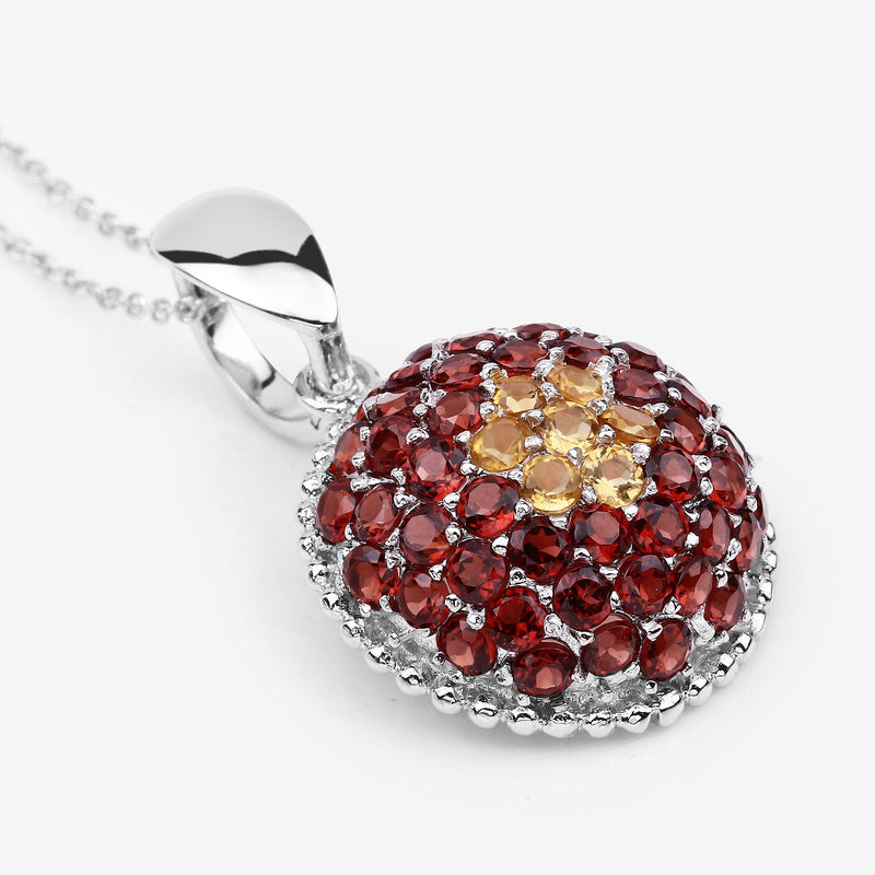 Bids.com 4.57 Carat Genuine Citrine and Garnet .925 Sterling Silver Pendant Pendants