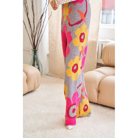 Flower Printed Casual Cozy Full Long Wide Pants