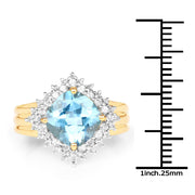 Bids.com 14K Yellow Gold Plated 4.33 Carat Genuine Swiss Blue Topaz and White Topaz .925 Sterling Silver Ring Rings