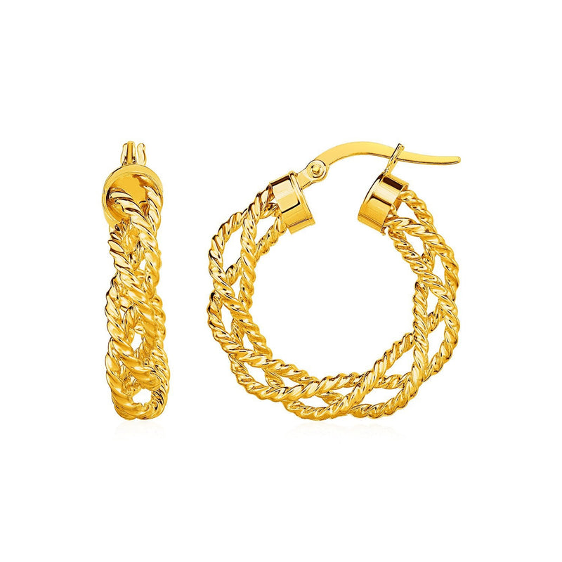 Bids.com Textured Braided Hoop Earrings in 14k Yellow Gold Earrings