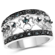 Bids.com 0.31 Carat Genuine Blue Diamond .925 Sterling Silver Ring Rings