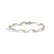 Bids.com 10K Two-Tone 2.00 Cttw Diamond "X" and Wave Link Bracelet (H-I Color, I1-I2 Clarity) - 7" Inches Bracelets