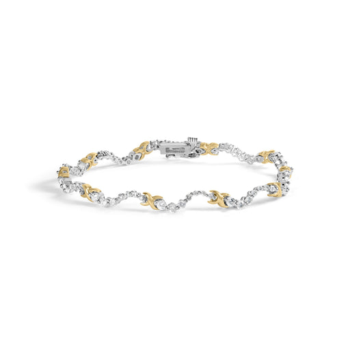 Bids.com 10K Two-Tone 2.00 Cttw Diamond "X" and Wave Link Bracelet (H-I Color, I1-I2 Clarity) - 7" Inches Bracelets
