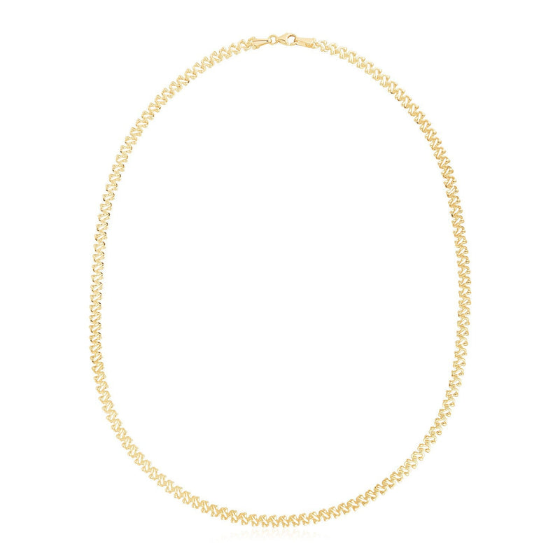 Bids.com 14k Yellow Gold High Polish The Textured Fancy Chain Necklace (4mm) Necklaces