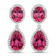 Bids.com 11.35 Carat Genuine Pink Topaz and White Diamond .925 Sterling Silver Earrings Earrings